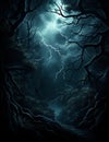 beautiful gothic Gothic Enchanted dark night forest Background clipart illustration