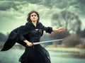 The beautiful gothic girl with sword