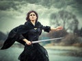 The beautiful gothic girl with sword Royalty Free Stock Photo