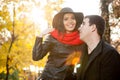 Beautiful gourgeous couple in park Royalty Free Stock Photo