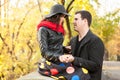 Beautiful gourgeous couple in park Royalty Free Stock Photo
