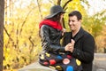 Beautiful gourgeous couple in park Royalty Free Stock Photo