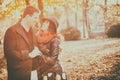 Beautiful gourgeous couple in park Royalty Free Stock Photo