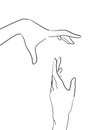 beautiful graceful delicate hands drawn with lines