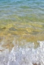 Beautiful gradient from sand and the sea, the transparent sea is also visible sand under legs, summer and the sea, the sea, sand, Royalty Free Stock Photo
