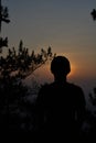 Gradient Sky and Silhouette Man at Kiltepan Sunrise in Sagada Royalty Free Stock Photo