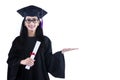 Beautiful graduate hold certificate - isolated Royalty Free Stock Photo