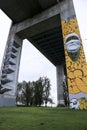 Beautiful graffiti at the base of The Vasco Da Gama bridge Royalty Free Stock Photo