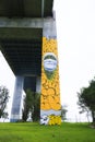 Beautiful graffiti at the base of The Vasco Da Gama bridge Royalty Free Stock Photo