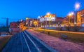 Beautiful granaries of Grudziadz at night. Royalty Free Stock Photo