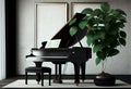 Beautiful grand piano in interior background, AI Generated