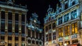 Beautiful Grand Place in Brussels, Belgium, night view Royalty Free Stock Photo