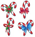 Beautiful graphic hand drawn christmas cane illustration