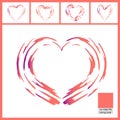 Abstract graphic heart collection in Living Coral color.