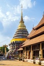 Beautiful the great pagoda is a Lanna style at Wat Phra That Lampang Luang Buddhist temple
