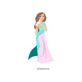 Beautiful greek woman god Aphrodite with long dress