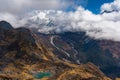 Beautiful Green Blue Himalayan Glacier Lake in Sele La Pass of Kanchenjunga National Park in Nepal