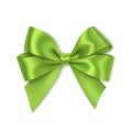 Beautiful green bow for gift decor. Holiday decoration. Vector bow isolated on white background Royalty Free Stock Photo