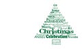Christmas tree word cloud, very simple green text