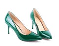 Beautiful green classic women shoes isolated