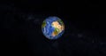 Beautiful green 3d earth on space. .front view of the earth from space with clouds and green landscapes full view earth 4k resolut