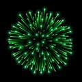 Beautiful green firework. Bright salute isolated on black background. Light decoration firework for Christmas, New Year Royalty Free Stock Photo