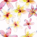 Bright beautiful green floral herbal tropical lovely hawaii cute pattern of a tropical red pink white yellow flowers