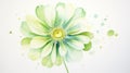 Beautiful green gerbera flower on white background. illustration. Generative AI Royalty Free Stock Photo