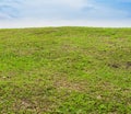 Beautiful Green grass field on small hill and blue sky