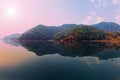 Beautiful green hills landscape on Phewa lake