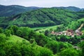 Beautiful green hills in little village Royalty Free Stock Photo