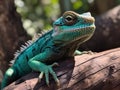 Beautiful Green Iguana On Tree Royalty Free Stock Photo