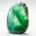 Beautiful Green Jade Stone With Naturalistic Colors On White Background