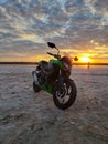 Beautiful green Kawasaki motorcycle