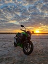 Beautiful green Kawasaki motorcycle
