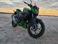 Beautiful green Kawasaki motorcycle