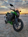 Beautiful green Kawasaki motorcycle