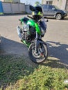 Beautiful green Kawasaki motorcycle