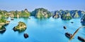 Beautiful green limestone mountains in halon bay