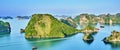 Beautiful green limestone mountains in halon bay