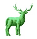 Beautiful green low poly illustration with deer