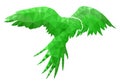 Green low poly illustration with flying parrot