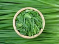 Beautiful green onion chives on background Royalty Free Stock Photo