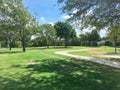 Beautiful green park with pathway trail in Coppell, Texas, USA Royalty Free Stock Photo