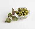 Pickled capers close-up,  on a white background Royalty Free Stock Photo