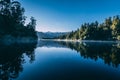 Beautiful green scenery reflecting in  Lake Matheson, New Zealand Royalty Free Stock Photo