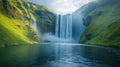 green scenery with stunning waterfalls falling into the river inside the canyon Royalty Free Stock Photo