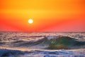 Beautiful green sunrise wave and cloudscape over the sea, sunrise shot