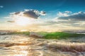 Beautiful green sunrise wave Royalty Free Stock Photo