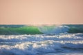 Beautiful green sunrise wave, sunrise shot Royalty Free Stock Photo